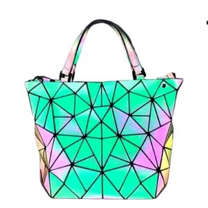 Lumikay Original Geo Holographic Multicolor Satchel Purse Hand Bag NWT